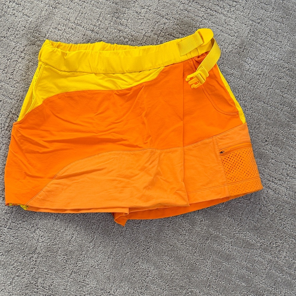 Outdoor Voices Bright Orange and Yellow Skort with Belt